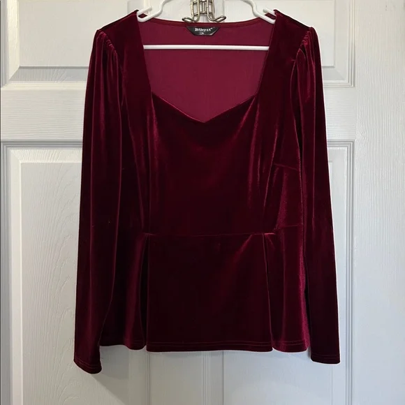 Allegra K Deep Red Long Sleeve Top - Picture 3 of 7